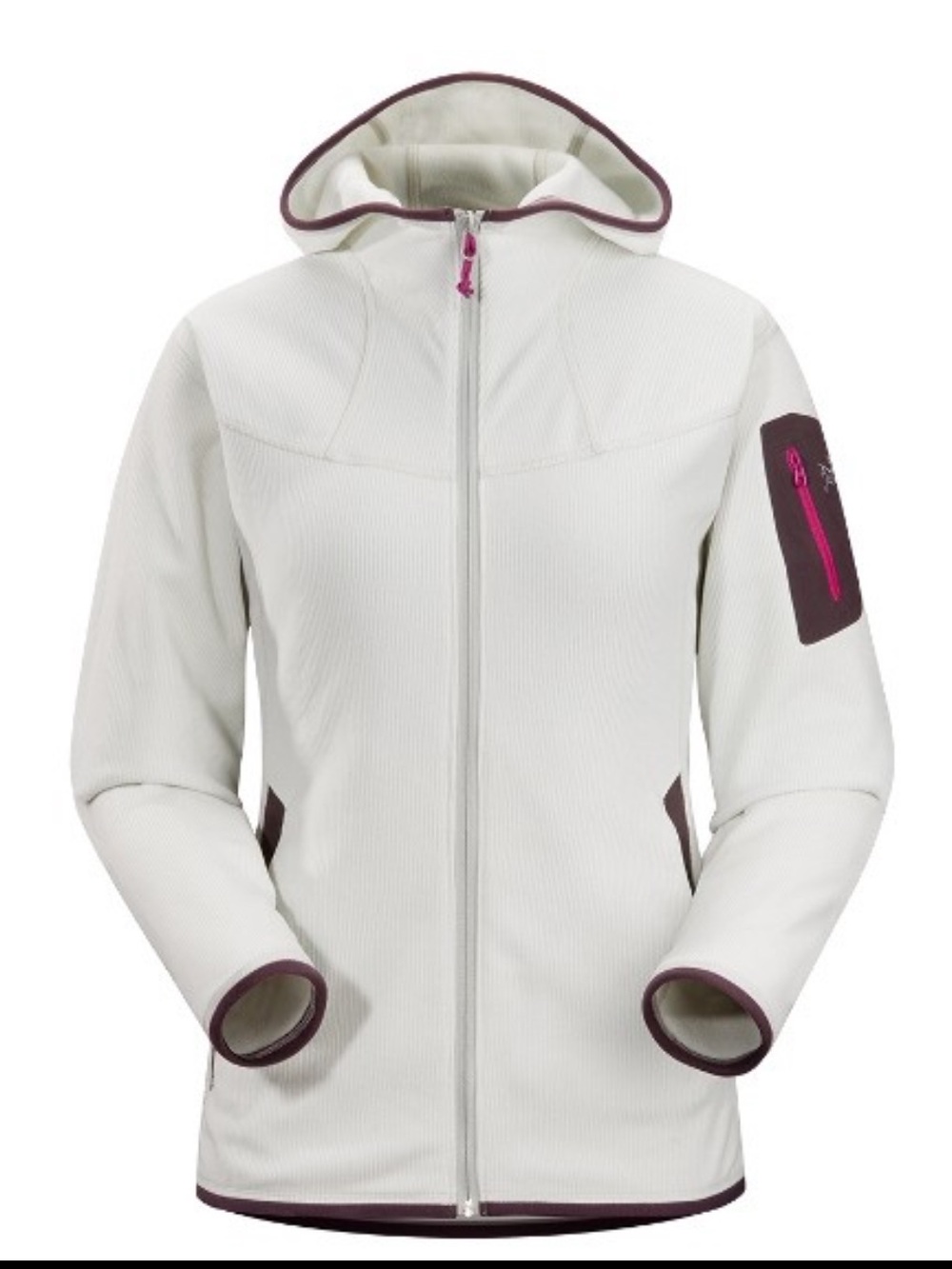 Arc’teryx Caliber Hoody Cream Pruple Corded Polartec Fleece Zipper Hoodie-Large